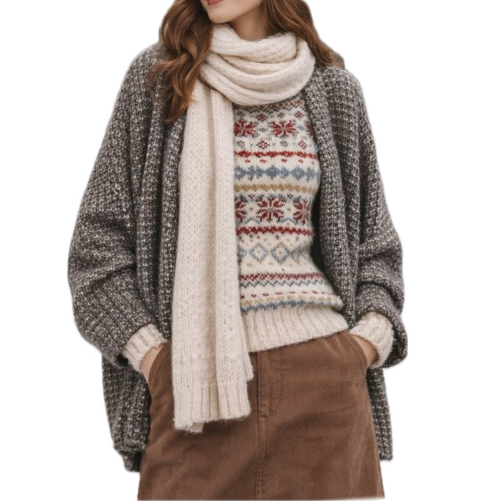 Anthropologie Lineamaglia Wool Alpaca Brown Knit Cardigan, Large